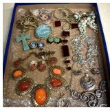 Tray Of Costume Jewelry,Tray Not Included