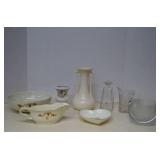 Vintage MISC Lot USA White MCM Pottery Vase &