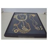 Lot Gold Tone Jewlery In Glassd Case -