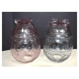 Two Anchor Hocking Egg Shaped Glass Cookie Jars