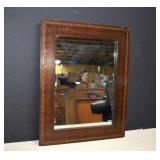 Vintage Hanging Wall Mirror With Inlay Wood Frame