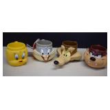 Vintage Set Of Four Looney Tunes Character Mugs