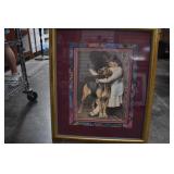 Framed Print Of Girl Reading To A Dog, 27x23'
