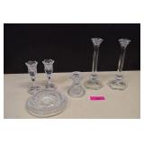 Crystal Candle Holders & Ashtray