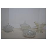 Vintage Lot Crystal Clear Lidded Candy Dishes &