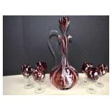 Stunning Vintage Murano Art Glass Decanter Set