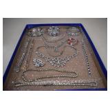 Nice Tray Of Rhinestone Jewelry - Some Are Vintage