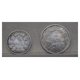 1905-A Germany Silver 1/2 Mark&1907-A  Silver Mark