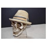 Resin Skull Wearing A Hat Decor