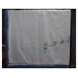 Vintage White Floral Embroidered Bedspread Linen
