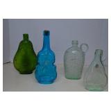Lot Vintage Colorful Glass Bottles