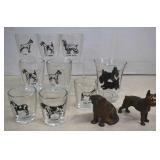Dog Themed Shot Glasses & Heavy Small Metal Dogs
