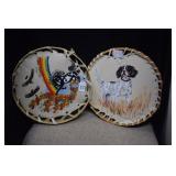 Two Painted Stretched Leather on Hoops by D. Regan