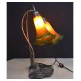 Vtg. Art Nouveau Pond Lilly Double Globe Lamp
