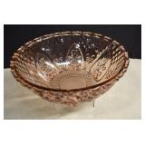 Vtg. Kig Glass 10' Bowl With Roses & Fleur-De-Lis