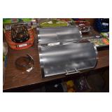 Two Metal Bread Boxes. One plexiglass cover has a