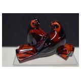 Baccarat France Ruby Red Crystal Love Bird Doves