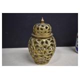 Vintage Brass Filigree Candle Urn