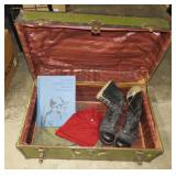Vintage Military Footlocker with Boots and More