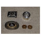 Two Poodle  Belt Buckles, Bronze Medallions&Stamp
