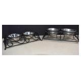 Two Pet Bowl Stands With Stainless Steel Bowls