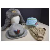 Three Assorted Hats and One Beanie