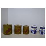 Lot Vintage Apple Themed Metal Canisters &