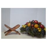 Vintage Decorative Wicker Basket W/ Faux Fruit &