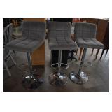 3- Chrome & Velour Grey Adjustable Height Bar