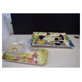 Large Ceramic Platter, Plastic Platter & Bowl