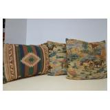Lot Of 3 Western Design Throw Decor Pillows