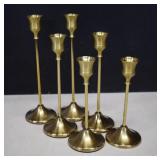 6 Light Weight Brass Candle Holders Graduated Size