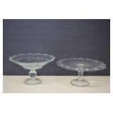 Vintage Clear Glass Cake Stand And Compote