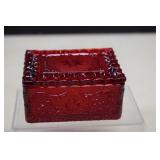 Vintage Amberina Sandwich Glass Cigarette Box -