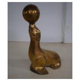 Vintage Brass Seal/Sea Lion Playing With Ball