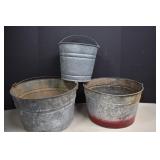 Three Galvanized Buckets