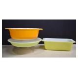 Vintage Colored Pyrex Bakeware,Lime Green,Orange &