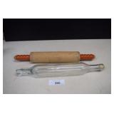 Vintage Glass & Wood Rolling Pins