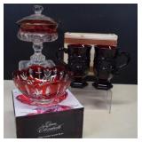 Lot Of Vintage Ruby Red Glass - Kings Crown