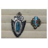 Southwest Look Arrow Pendant and Hear Ring