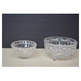 Lot Of Two Heavy Crystal Clear Decor Bowls
