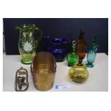 Brass Candle Holder, Bucket & Glass Ware