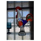 Colorful Glass Rooster. Some Tail Feathers Broken