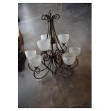 Large Chandelier w/ Frosted Glass Shades