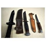Three Assorted Hunting Knives,Two Have Sheaths