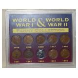 WWI & WWII Penny Collection 1914-1918&1941-1945