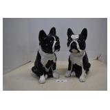 Pair of Concrete Boston Terrier Garden Statues