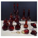 Lot Of Vintage Avon Ruby Red Perfume Bottles
