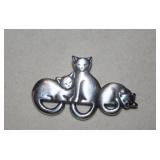 Sterling James Avery Three Cat Brooch - Retired
