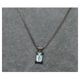 Sterling Sky Blue Topaz Pendant with Chain